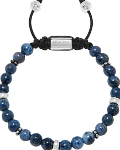 Men's Beaded Bracelet With Blue Dumortierite And Silver