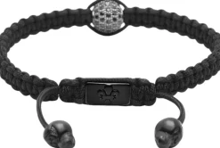 Men's Black String Bracelet with Black CZ Bead