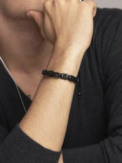 Men's Ceramic Flatbead Bracelet in Black