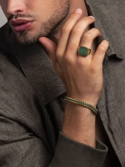 Men's Gold Signet Ring with African Turquoise