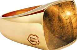 Men's Gold Signet Ring with Brown Tiger Eye