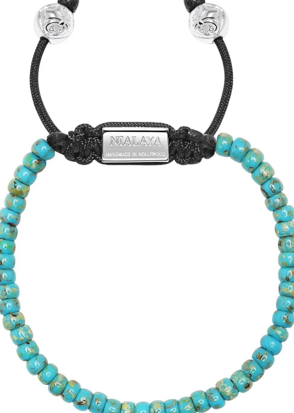 Men's Miyuki Beaded Bracelet with Turquoise and Silver