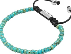 Men's Miyuki Beaded Bracelet with Turquoise and Silver