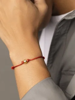 Men's Red String Bracelet with Gold