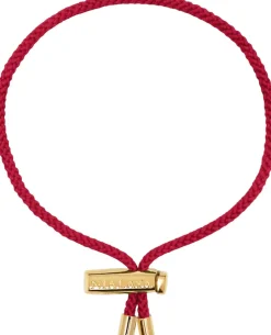Men's Red String Bracelet with Adjustable Gold Lock