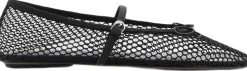 Mesh ballet flats with strap and bu