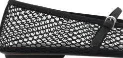 Mesh ballet flats with strap and bu