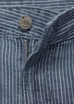 Mid-rise striped denim shorts