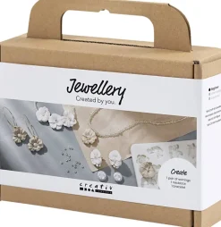 Mini DIY Kit Smykker, Øreringe, armbånd og halskæde med blom