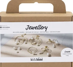 Mini DIY Kit Smykker, Øreringe med wire, forgyldt