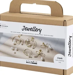 Mini DIY Kit Smykker, Øreringe med wire, forgyldt