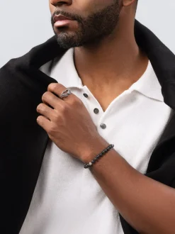 6mm Lava Stone Bracelet with Silver Balls