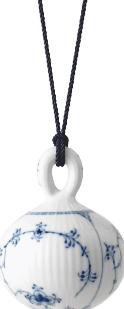 Musselmalet Riflet Julekugle 9,5 cm