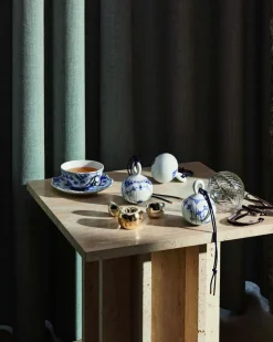 Musselmalet Riflet Julekugle 9,5 cm