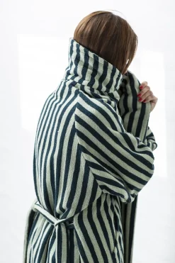 Naram Bathrobe - seafoam & deep teal