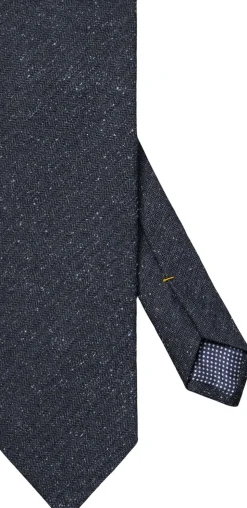 Navy Blue Herringbone Wool Cotton Silk Tie