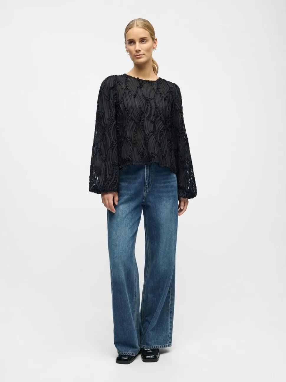 OBJLUCIE L/S RE O-NECK TOP NOOS