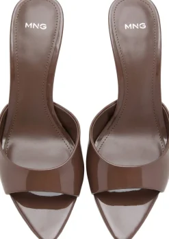 Patent leather effect heeled sandal