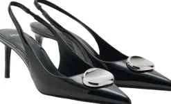 Patent leather high-heeled shoes wi
