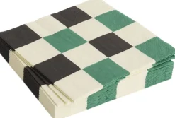 Pattern Napkins-Set of 20 Lunch-Off-white, green and black M check