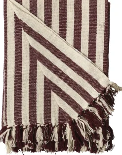 Plaid, Stribet-Maroon/Natur, 130x180 cm