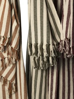 Plaid, Stribet-Maroon/Natur, 130x180 cm