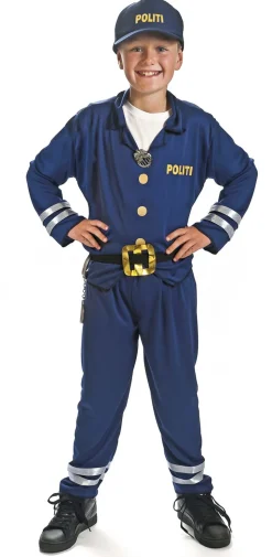 Politiuniform str 120 Bukser. bluse, bælte og kasket
