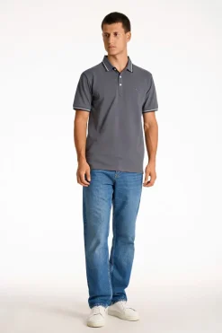 Polo shirt w. contrast piping