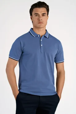 Polo shirt w. contrast piping