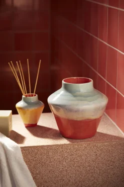 Poppery Vase H12 cm pink/mint/gul