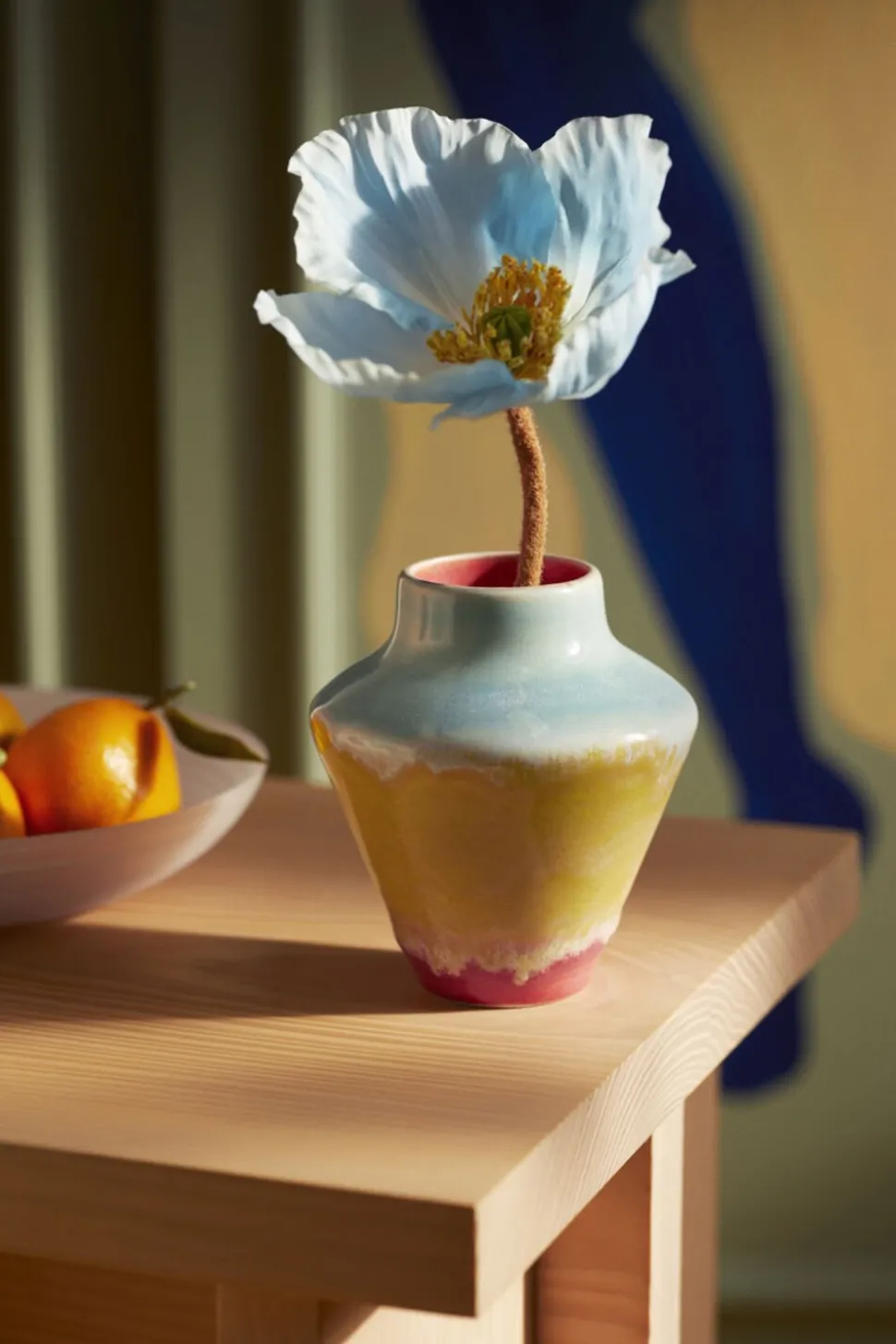 Poppery Vase H12 cm pink/mint/gul