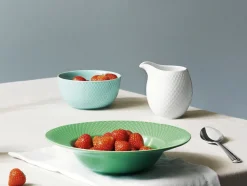 Rhombe Dyb tallerken Ø24,5 cm grøn porcelæn