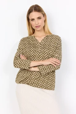 SC-FELICITY AOP 519 Bluse Oliven