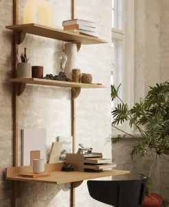Sector Shelf T/W - Oak - Brass