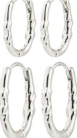 SENSE hoop øreringe, 2-i-ét sæt, sølvbelagt