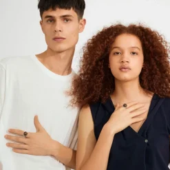 SENSE ring sølvbelagt/agat