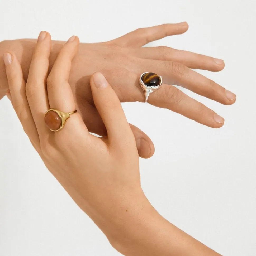 SENSE ring sølvbelagt/agat