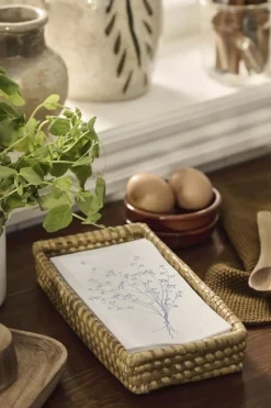 Serviet blå blomstersilhuet 16 stk pr pakke