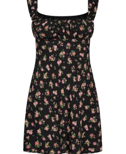 Short dress with ruched neckline