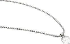 Silver Necklace with Square Turquoise Pendant