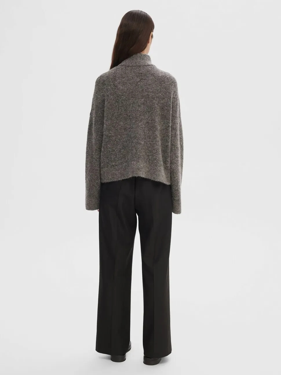 SLFSIA RAS LS ALPACA BLEND KNIT ZIPPER CARDIGAN