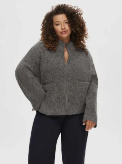 SLFSIA RAS LS ALPACA BLEND KNIT ZIPPER CARDIGAN