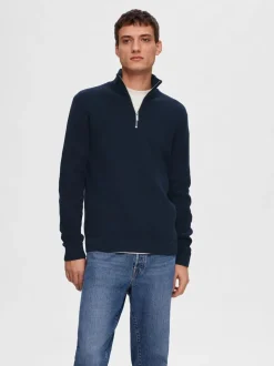 SLHDANE LS KNIT STRUCTURE HALF ZIP
