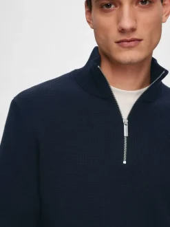SLHDANE LS KNIT STRUCTURE HALF ZIP