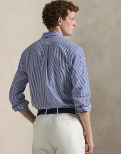 Slim Fit Striped Stretch Poplin Shirt