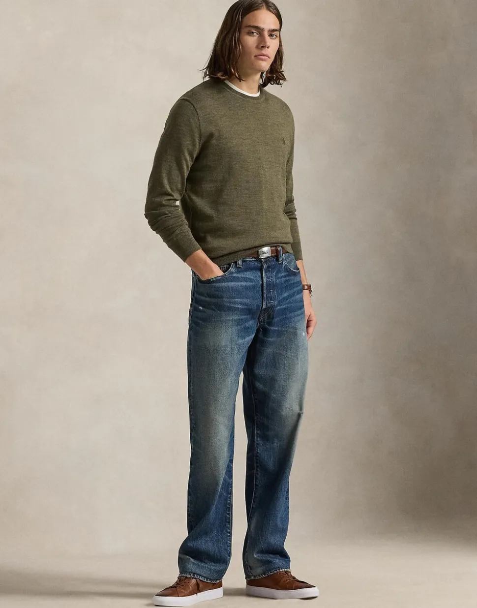 Slim Fit Washable Wool Crewneck Sweater