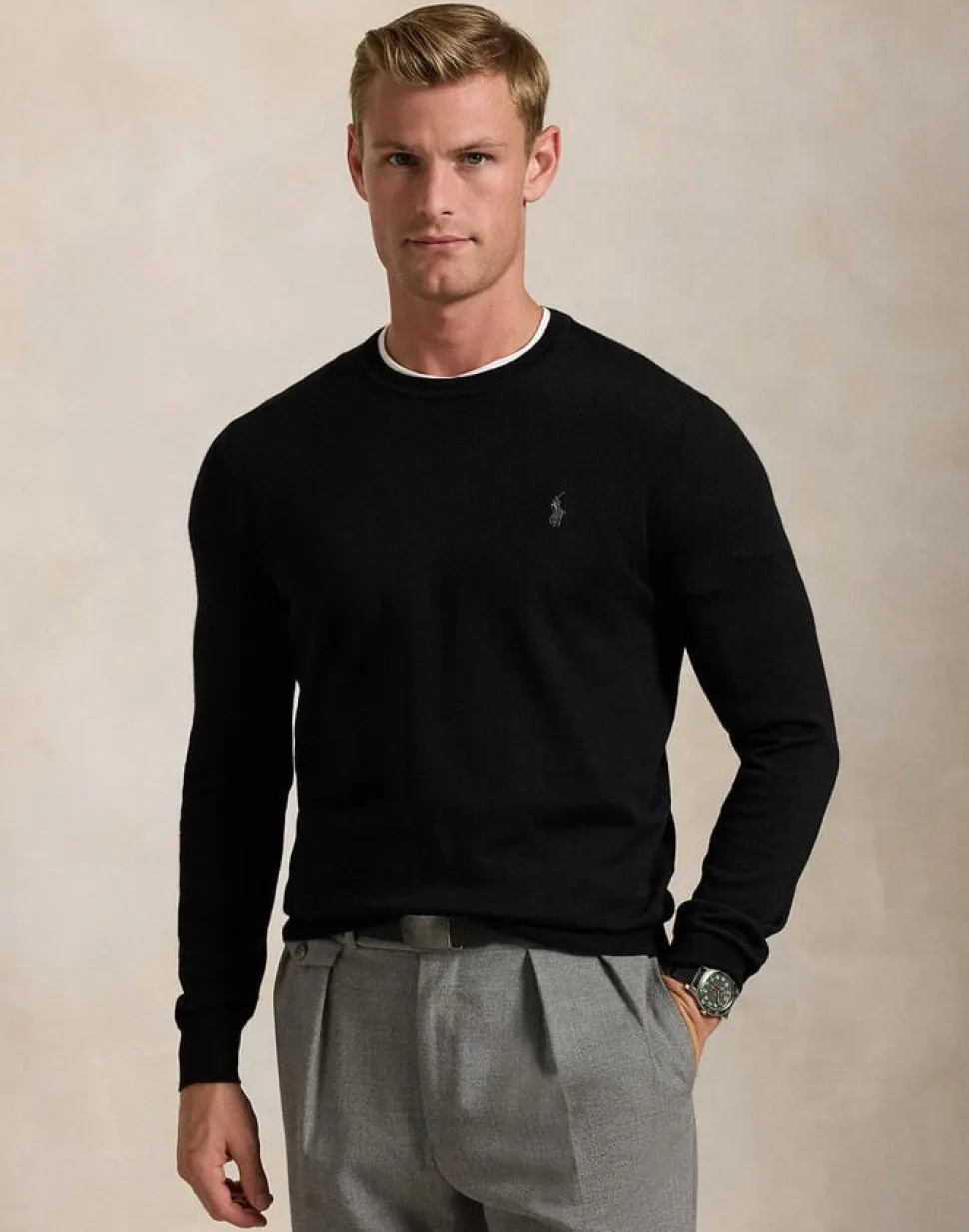 Slim Fit Washable Wool Crewneck Sweater