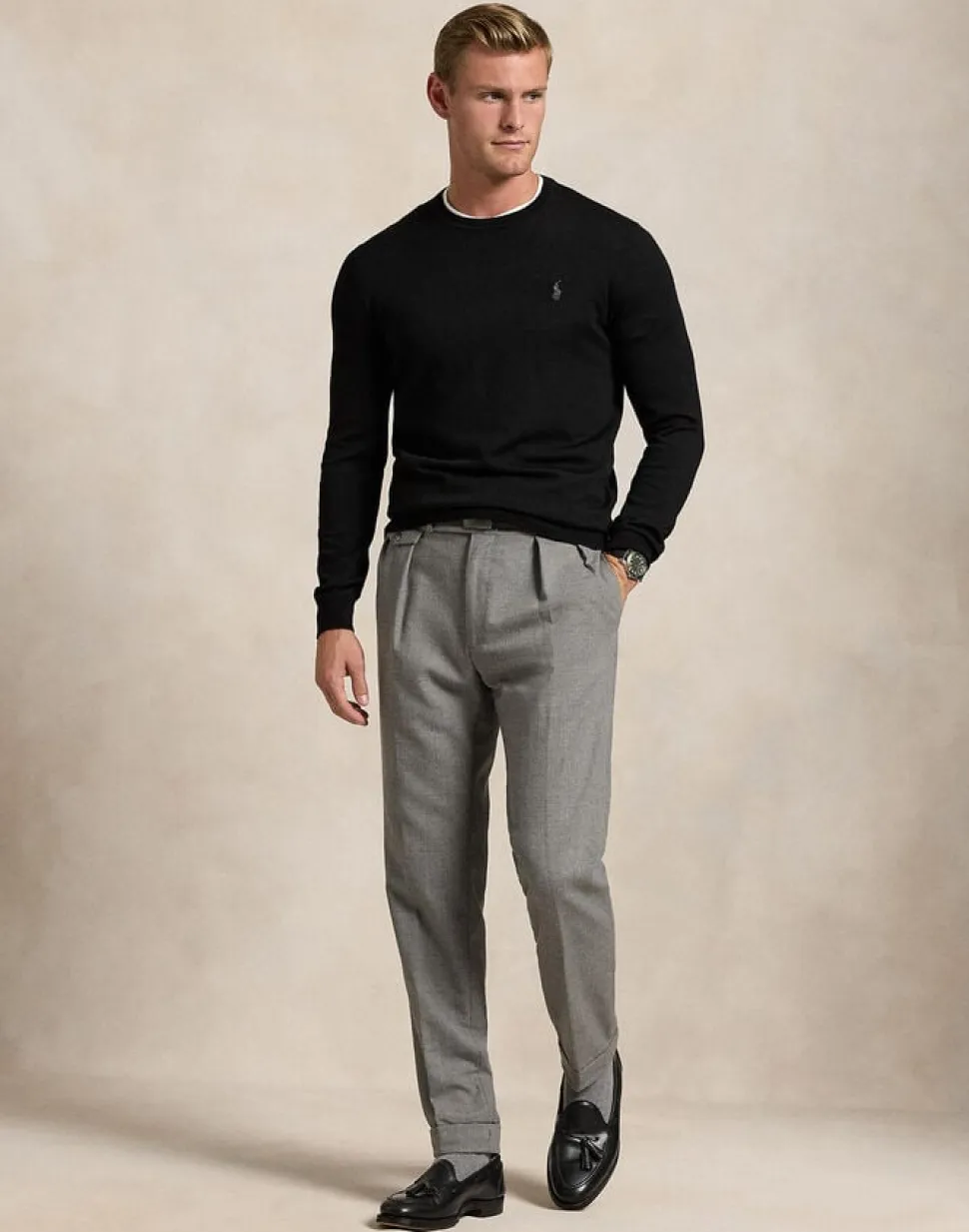 Slim Fit Washable Wool Crewneck Sweater