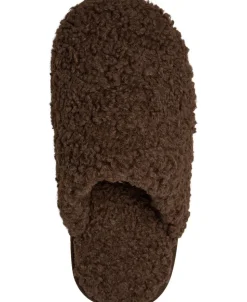 Slipper in Curly upper - Dark Brown