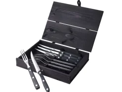 Steakbestik/grillbestik Old Farmer black 8 dele Sort/Stål